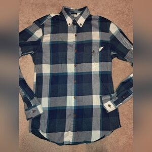 J Crew mens blue plaid button down slim fit long sleeve shirt, size small